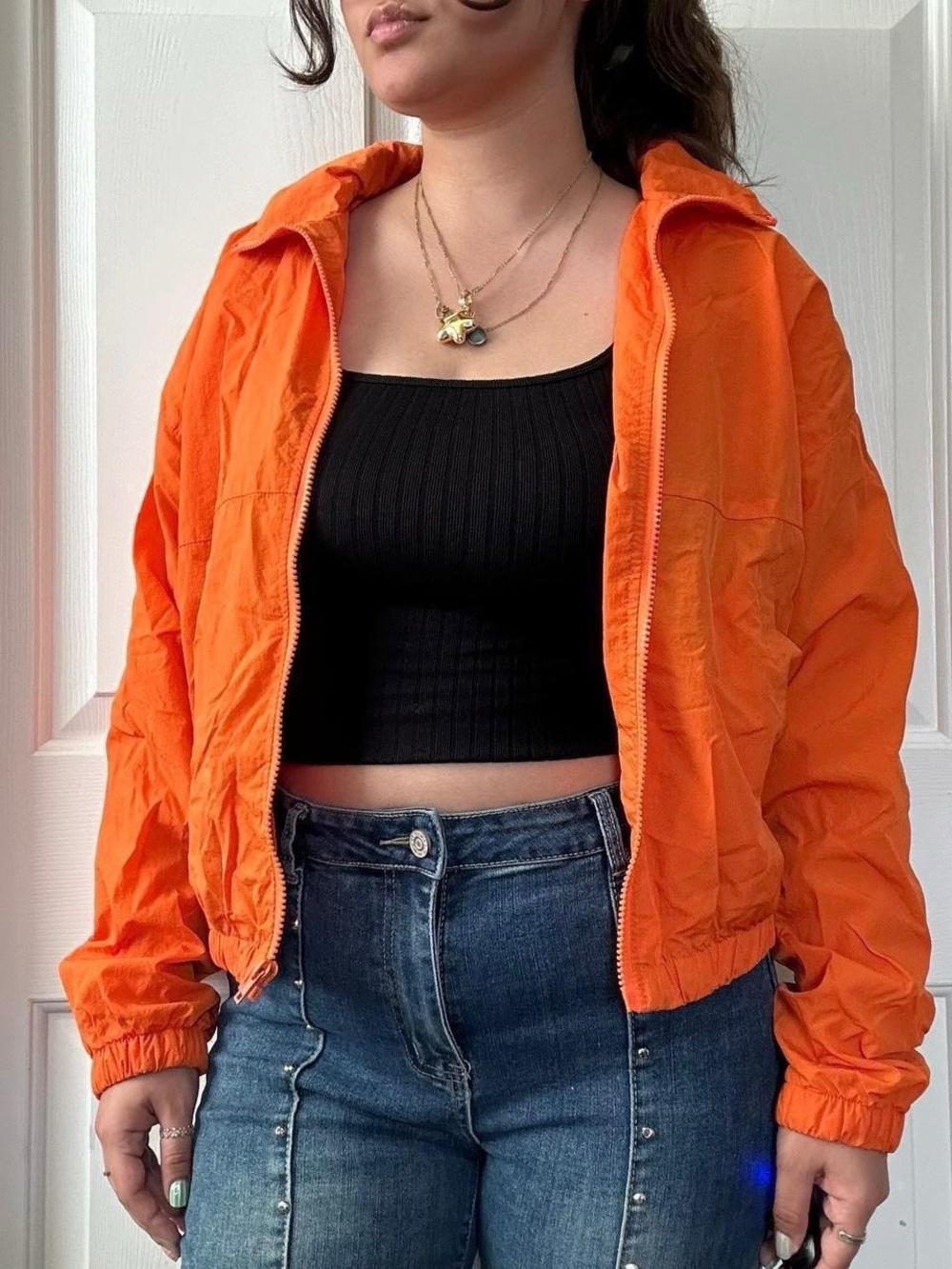 orange windbreaker jacket